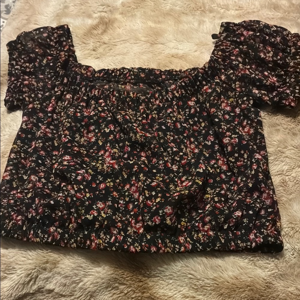 Pink and White Smocked Puff Sleeve Blouse